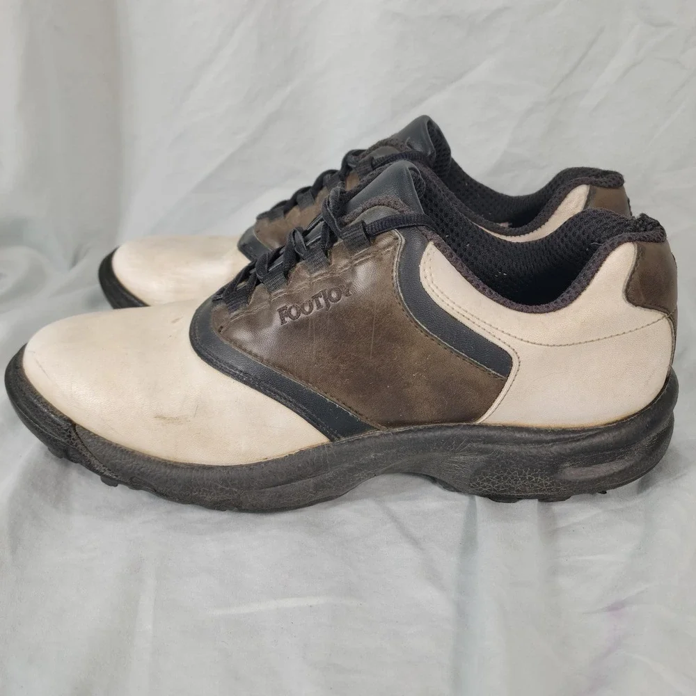 FootJoy Golf Shoes Men 11.5 Brown White Cleated Spikes Sport Golfing Golfwear